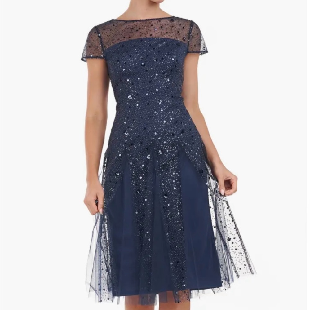 Js Collections Navy Sequin Midi Dress - image 1